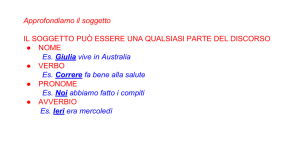 Approfondiamo il soggetto IL SOGGETTO PUÒ ESSERE UNA