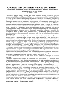 Gender: una pericolosa visione dell`uomo