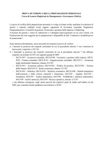 Prova di verifica preparazione personale MaGo 2013