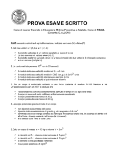 PROVA ESAME SCRITTO - Corso di Laurea in Scienze Motorie