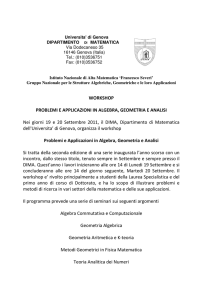 WORKSHOP PROBLEMI E APPLICAZIONI IN ALGEBRA