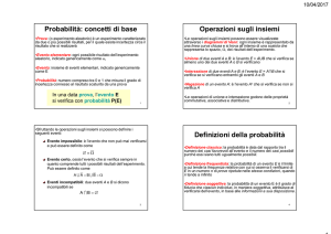 Probabilità: concetti di base Operazioni sugli insiemi Definizioni