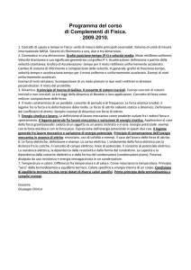 Programma del corso di Complementi di Fisica. 2009‐2010.