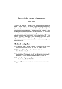 Funzioni slice regolari sui quaternioni