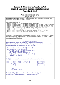 Esame di Algoritmi e Strutture Dati