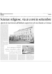 Scienze religiose, via ai corsi in settembre - ISSR
