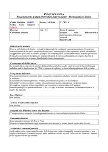 IMMUNOLOGIA Insegnamento di Basi Molecolari delle Malattie