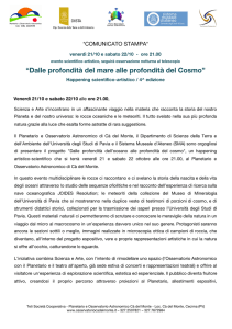 Dalle profondità del mare alle profondità del Cosmo