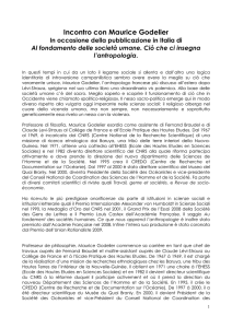 présentation M. Godelier - Dipartimento di Scienze Umane per la