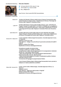 C.V. Sabatino Manuela - Dipartimento di Chimica e Tecnologie del