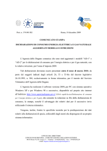 COMUNICATO STAMPA DICHIARAZIONI DI CONSUMO ENERGIA
