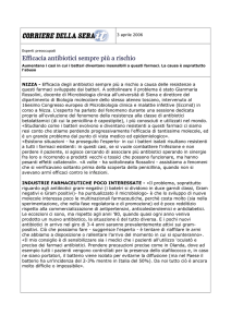 Efficacia antibiotici sempre più a rischio