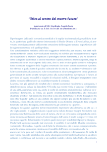 Etica al centro del nuovo futuro