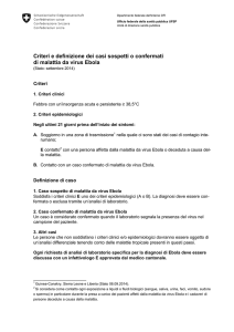 Criteri e definizione dei casi sospetti o confermati di malattia da virus