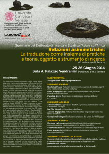 relazioni asimmetriche: La traduzione come insieme di pratiche e