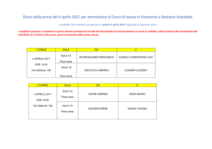 Diario della prova del 4 aprile 2017 per ammissione al Corso di