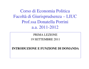 Corso di Economia Politica Facoltà di Giurisprudsenza