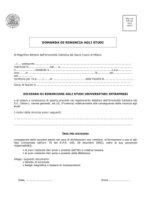 Rinuncia agli Studi: Modulo Università Cattolica