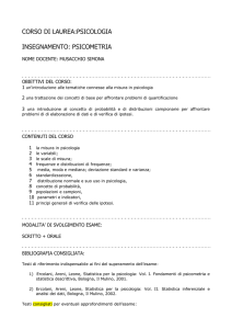 CORSO DI LAUREA:PSICOLOGIA INSEGNAMENTO: PSICOMETRIA