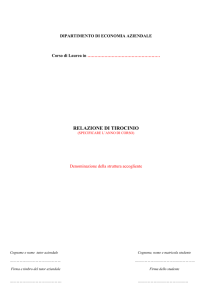 RELAZIONE DI TIROCINIO - Dipartimento di Economia Aziendale