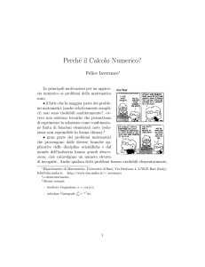 Perché il Calcolo Numerico?