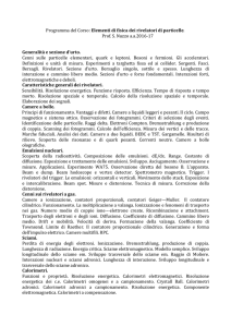 Programma del Corso: Elementi di fisica dei rivelatori di particelle