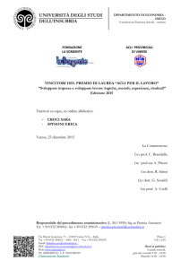 VINCITORI DEL PREMIO DI LAUREA “ACLI PER IL LAVORO