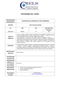 Sociologia della Criminalità e delle Emergenze