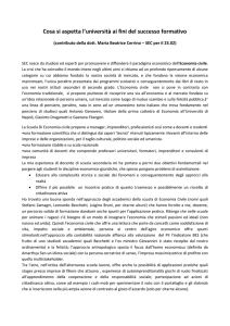 Cosa si aspetta l`università ai fini del successo formativo