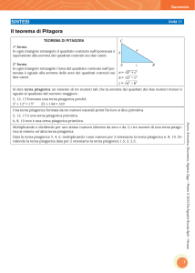 SINTESI Il teorema di Pitagora