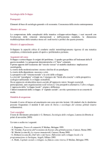 Sociologia dello Sviluppo Prerequisiti Elementi di base di sociologia
