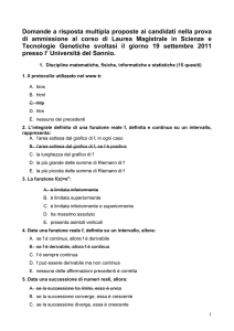 Domande a risposta multipla proposte ai candidati nella prova di