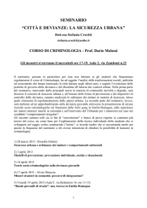 seminario “città e devianze: la sicurezza urbana”