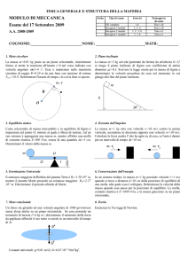 MODULO DI MECCANICA Esame del 17 Settembre 2009