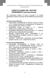 CORSI DI LAUREA DEL VECCHIO ORDINAMENTO (ad esaurimento)