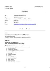 - - 1 - Curriculum vitae Benevento, 18/11/10 di Luciana Ciriello Dati