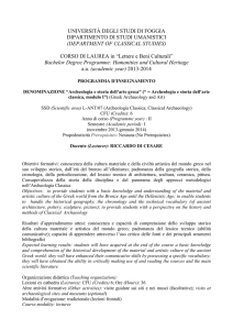 Programma Archeologia e storia dell`arte greca _Corso di Laurea