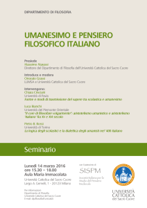 UMANESIMO E PENSIERO FILOSOFICO ITALIANO