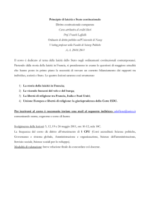 Principio di laicità e Stato costituzionale Diritto costituzionale