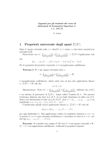 1 Propriet`a universale degli spazi Tr (V )