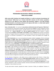 PROGRAMMA BOLLINI ROSA: PREMIATI 249 OSPEDALI “AMICI