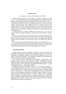 Silvano Facioni Per un approccio ebraico all`innominabile nome di
