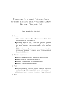 Programma del corso di Fisica Applicata per i corsi di Laurea delle