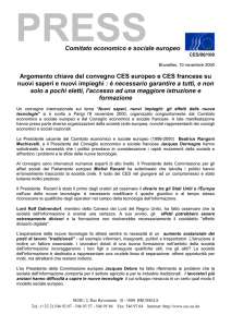 Comitato economico e sociale europeo Argomento chiave del