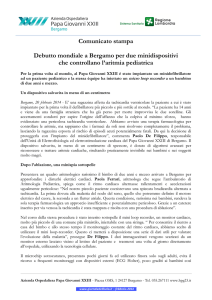 Comunicato stampa Debutto mondiale a