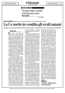 La Uè mette in vendita gli ovuli umani