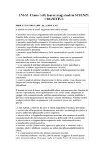 LM-55 Classe delle lauree magistrali in SCIENZE COGNITIVE