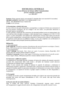 programma Sociologia Generale per scienze della Comunicazione