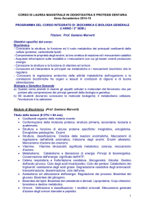 biochimica biologia generale - CdL in Odontoiatria e Protesi Dentaria