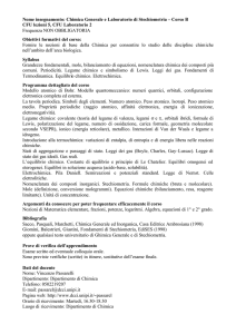 Nome insegnamento: Chimica Generale e Laboratorio di